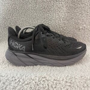 Hoka One Clifton 8 Mens size 8D Black Grey Running Comfort Walking Gym Sneakers